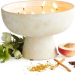 Blueme Calm Candle | Osmanthus & Sandalwood | 6 Wick – Refillable Wellness Candle with Essential Oils, Hand Finished & Poured Soy Wax Blend Ceramic Vessel, Natural Cotton Wicks | Giant 45 oz