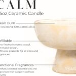 Blueme Calm Candle | Osmanthus & Sandalwood | 6 Wick – Refillable Wellness Candle with Essential Oils, Hand Finished & Poured Soy Wax Blend Ceramic Vessel, Natural Cotton Wicks | Giant 45 oz