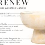 Blueme Renew Candle | Ivy & Rose | 6 Wick – Refillable Wellness Candle with Essential Oils, Hand Finished & Poured Soy Wax Blend Ceramic Vessel, Natural Cotton Wicks | Giant 45 oz