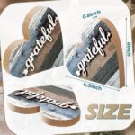 Jetec 2 Pcs Rustic Table Decorations for Living Room Home Decor Farmhouse Valentines Day Centerpiece Small Love Wooden Heart Decor for Dining Room Shelf Valentines Gift Decoration(Grateful Style)