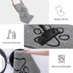 Smiry Dog Door Mat for Muddy Paws, Absorbent Dirt Trapper Non Slip Quick Dry Washable Chenille Mat for Mud Dogs, Entry Rug for Indoor and Outdoor (30×20 Inches, Grey and Black)