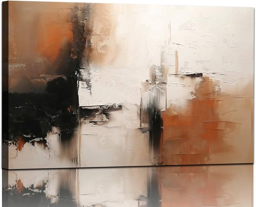 Black and White Canvas Wall Art Decor for Living Room Abstract Wall Art Pictures for Bedroom Brown Artwork Painting Large Modern Canvas Print for Home Office Decorations, Ready to Hang