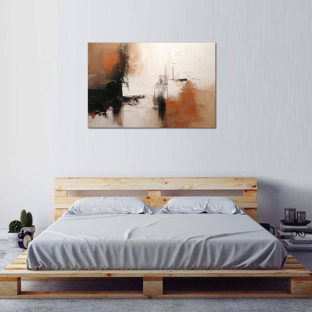 Black and White Canvas Wall Art Decor for Living Room Abstract Wall Art Pictures for Bedroom Brown Artwork Painting Large Modern Canvas Print for Home Office Decorations, Ready to Hang
