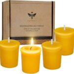 Pure Beeswax Votive Candles-4 Pack Natural Votives for Home Room Decor Party Wedding Spa,12 Hours Burn