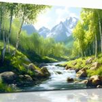 SSNEEKNDG Green Forest Large Wall Art for Living Room Tree Pictures Landscape Mountain Artwork for Bedroom Office Kitchen Canvas Prints 20″x40″