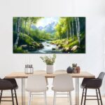 SSNEEKNDG Green Forest Large Wall Art for Living Room Tree Pictures Landscape Mountain Artwork for Bedroom Office Kitchen Canvas Prints 20″x40″
