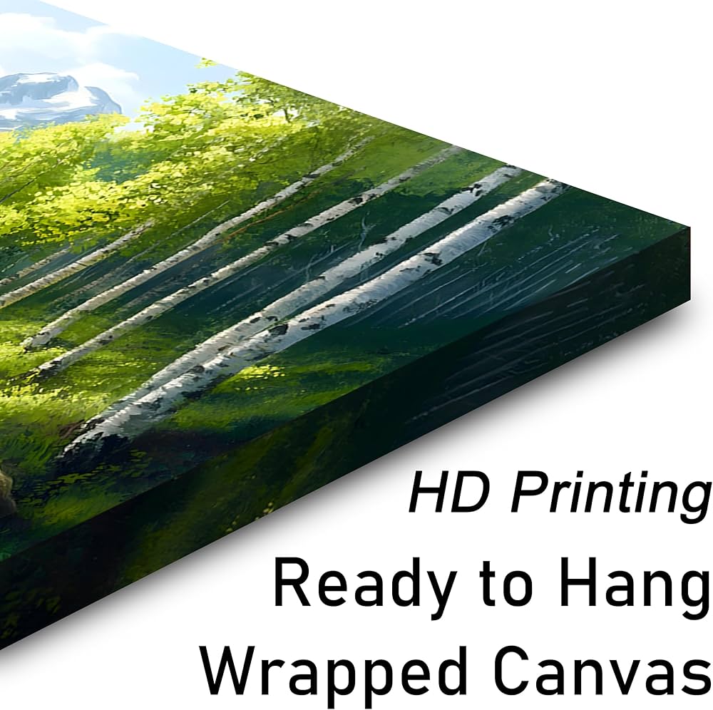 SSNEEKNDG Green Forest Large Wall Art for Living Room Tree Pictures Landscape Mountain Artwork for Bedroom Office Kitchen Canvas Prints 20″x40″