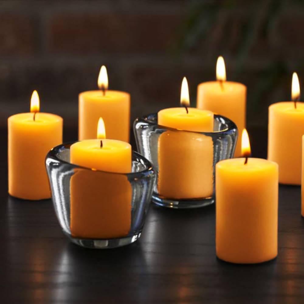 Natural Beeswax Votive Candles,11-12 Hours Unscented Votive Candles Bulk,6 Pack Beeswax Candle for Prayers,100% Pure Bees Wax Candles for Spa Relax