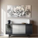Canvas Wall Art Decor White Flower Wall Art Decor For Living Room Gray Floral Art Wall Decor Pictures Prints Modern Aesthetics artwork Wall Art For Home Bedroom Office Room Wall Decor 20×40 Inch