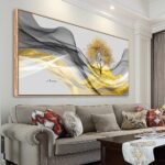 Tucai Decor Framed Wall Art Canvas Modern Light Luxury Abstract Ink Landscape Wall Art Canvas Framed for Living Room Decoration, Bedroom, Home and Office Wall Decor 20x40inch (Framed)