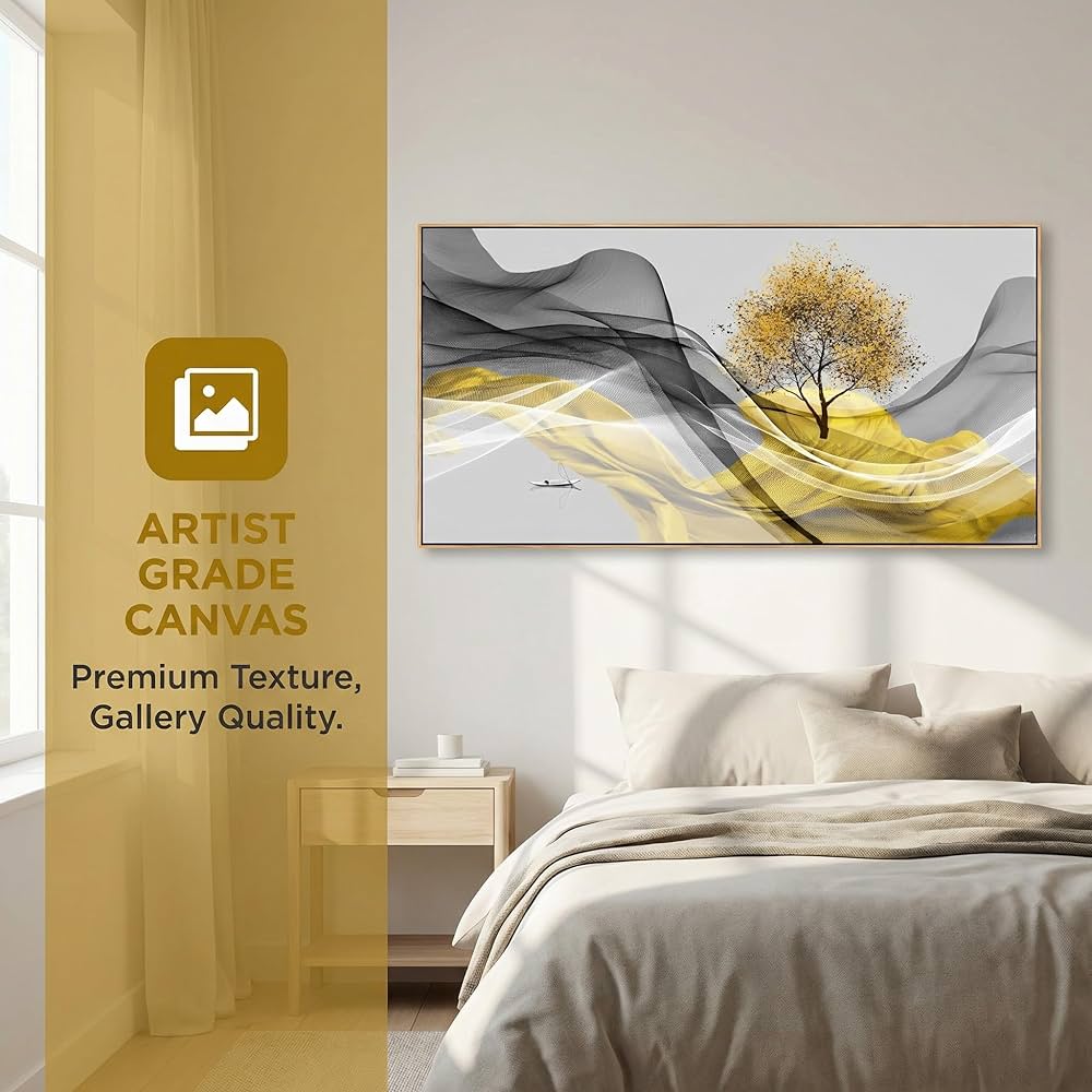 Tucai Decor Framed Wall Art Canvas Modern Light Luxury Abstract Ink Landscape Wall Art Canvas Framed for Living Room Decoration, Bedroom, Home and Office Wall Decor 20x40inch (Framed)