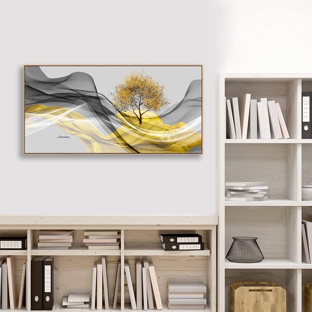Tucai Decor Framed Wall Art Canvas Modern Light Luxury Abstract Ink Landscape Wall Art Canvas Framed for Living Room Decoration, Bedroom, Home and Office Wall Decor 20x40inch (Framed)