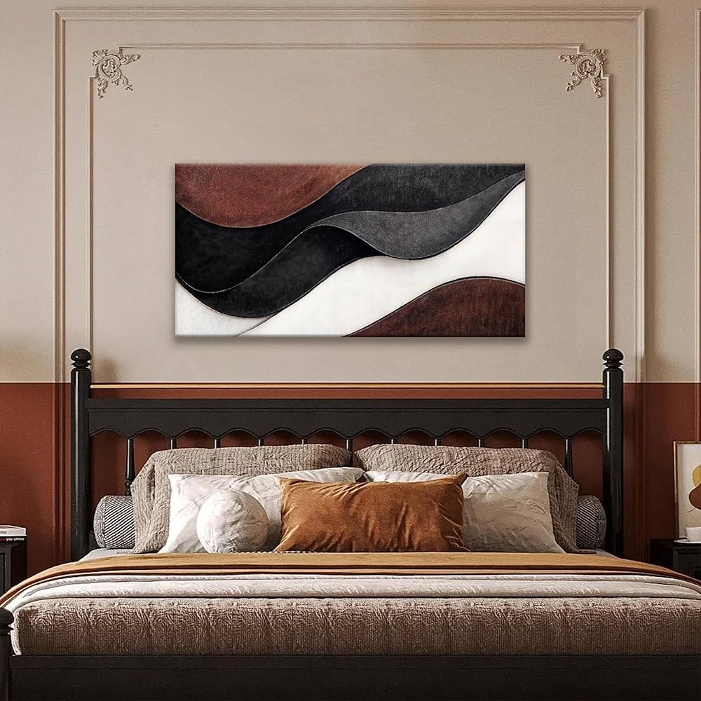 QSQ Canvas Wall Art Abstract Black And White Canvas Art Wall Decor Prints Brown Abstract Wall Decor Modern Minimalist Painting Picture For Bedroom Office Home Decoration Artwork 20″ X 40