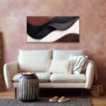 QSQ Canvas Wall Art Abstract Black And White Canvas Art Wall Decor Prints Brown Abstract Wall Decor Modern Minimalist Painting Picture For Bedroom Office Home Decoration Artwork 20″ X 40