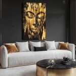 ZENPEE Black Large Wall Art, Gold Abstract Wall Art, Home Decorations for Living Room, Wall Decor for Bedroom Aesthetic, for Office, 24″ x 36″