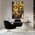 ZENPEE Black Large Wall Art, Gold Abstract Wall Art, Home Decorations for Living Room, Wall Decor for Bedroom Aesthetic, for Office, 24″ x 36″