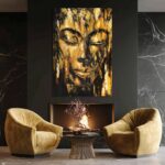 ZENPEE Black Large Wall Art, Gold Abstract Wall Art, Home Decorations for Living Room, Wall Decor for Bedroom Aesthetic, for Office, 24″ x 36″