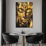 ZENPEE Black Large Wall Art, Gold Abstract Wall Art, Home Decorations for Living Room, Wall Decor for Bedroom Aesthetic, for Office, 24″ x 36″