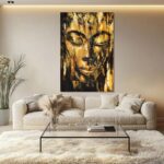 ZENPEE Black Large Wall Art, Gold Abstract Wall Art, Home Decorations for Living Room, Wall Decor for Bedroom Aesthetic, for Office, 24″ x 36″