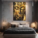 ZENPEE Black Large Wall Art, Gold Abstract Wall Art, Home Decorations for Living Room, Wall Decor for Bedroom Aesthetic, for Office, 24″ x 36″