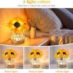 Sunflowers Flower Lamp,Rechargeable Cordless Touch Table Lamp,3-Colour Infinitely Dimming Small Night Light,Festival Restaurant Bedroom Bar Coffee Shop Birthday Gifts for Women Mom