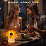 Sunflowers Flower Lamp,Rechargeable Cordless Touch Table Lamp,3-Colour Infinitely Dimming Small Night Light,Festival Restaurant Bedroom Bar Coffee Shop Birthday Gifts for Women Mom