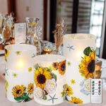 Sunflower Decor Flameless Candles Gifts for Women,Sunflower Candle Housewarming Gifts New Home Get Well Soon Gifts for Women,Decorative Battery Operated Candles