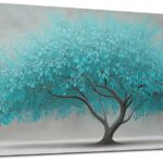 Tree of Life Wall Art for Living Room Bedroom Teal Blue Nature Print Picture Painting Large Framed Wall Decor for Bathroom Office Modern Home Botanical Landscape Wall Decorations Artwork Size 20×40 Ready to Hang