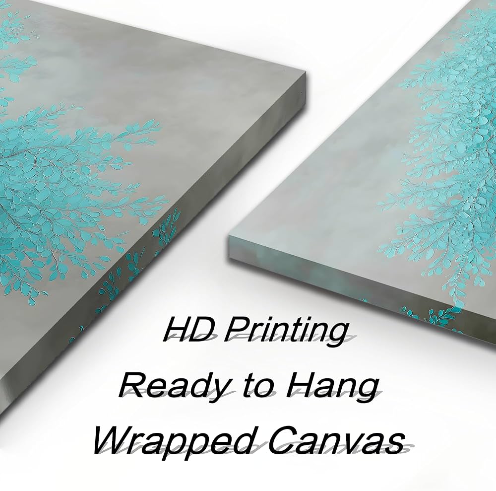 Tree of Life Wall Art for Living Room Bedroom Teal Blue Nature Print Picture Painting Large Framed Wall Decor for Bathroom Office Modern Home Botanical Landscape Wall Decorations Artwork Size 20×40 Ready to Hang