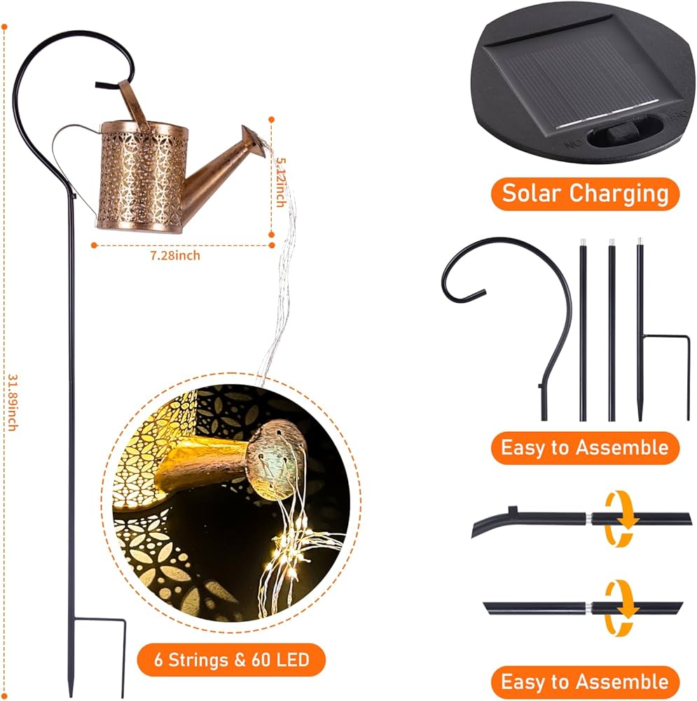 Solar Watering Can Light – Solar Yard Decorations Outdoor,Garden Decor Lights for Yard,IP65 Waterproof Hanging Lantern Lights,Outside Garden Flower Bed Decor Light for Moms Birthday