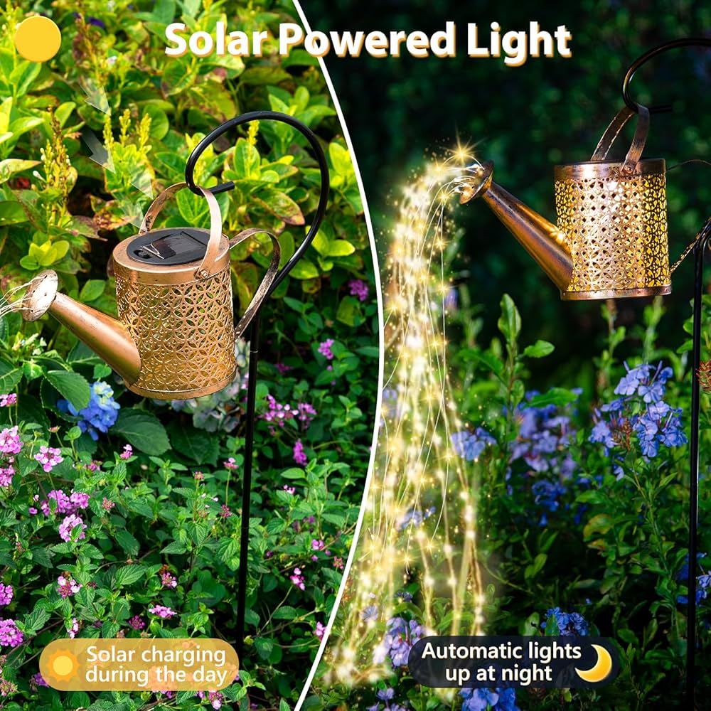 Solar Watering Can Light – Solar Yard Decorations Outdoor,Garden Decor Lights for Yard,IP65 Waterproof Hanging Lantern Lights,Outside Garden Flower Bed Decor Light for Moms Birthday