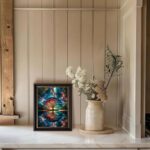 Black Gold Framed Tree of Life Canvas Wall Art Starry sky reflection Pictures Wall Decor Modern Abstract Poster Print Artwork for Living Room Yoga Room Hotel Bedroom Home Decoration 12x16in