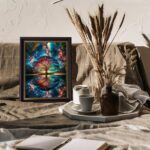 Black Gold Framed Tree of Life Canvas Wall Art Starry sky reflection Pictures Wall Decor Modern Abstract Poster Print Artwork for Living Room Yoga Room Hotel Bedroom Home Decoration 12x16in