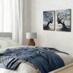 Kdyudo 2 pcs Tree of Life Canvas Framed Wall Art Gothic Face Tree Painting Picture Surrealist Trees and Ocean Abstract Nature Poster Print Artwork Bathroom Living Room Office Wall Decor 12×16 inch