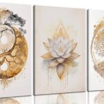 Tree of Life Canvas Wall Art Lotus Zen Painting Picture Wall Decor Abstract Yin Yang Fall Art Poster Print Artwork for Living Room Yoga Room Hotel Bedroom Home Decoration