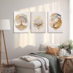 Tree of Life Canvas Wall Art Lotus Zen Painting Picture Wall Decor Abstract Yin Yang Fall Art Poster Print Artwork for Living Room Yoga Room Hotel Bedroom Home Decoration