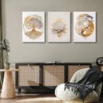 Tree of Life Canvas Wall Art Lotus Zen Painting Picture Wall Decor Abstract Yin Yang Fall Art Poster Print Artwork for Living Room Yoga Room Hotel Bedroom Home Decoration