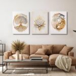 Tree of Life Canvas Wall Art Lotus Zen Painting Picture Wall Decor Abstract Yin Yang Fall Art Poster Print Artwork for Living Room Yoga Room Hotel Bedroom Home Decoration