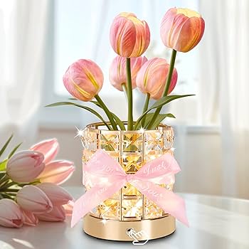 Tulip Flower Lamp, Mother’s Day Gift | USB Rechargeable Cordless Night Light | Touch Control | 3-Color Adjustable Dimming | Mother’s Day Gift for Mom, Birthday Gift for Women, Home Decor