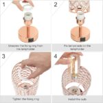 Hong-in Crystal Table Lamp – 3-Way Dimmable Touch Control, Rose Gold Bedside Lamp with USB C and A Ports, Nightstand Light for Living Room, Bedroom, Home Office (Bulb Included)