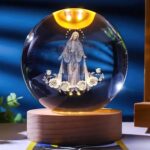 Jesuspirit – Christian Decor, Wooden Light Base Crystal Ball Night Light, Home Decor – Christian Gifts for Men and Women (The Virgin Mary)