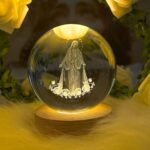 Jesuspirit – Christian Decor, Wooden Light Base Crystal Ball Night Light, Home Decor – Christian Gifts for Men and Women (The Virgin Mary)