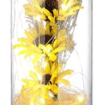 Artificial Sunflower in Glass Dome Enchanted Sunflower with LED Light Preserved Flowers Flower Dome for Day Mothers Day Valentines Birthday, Yellow