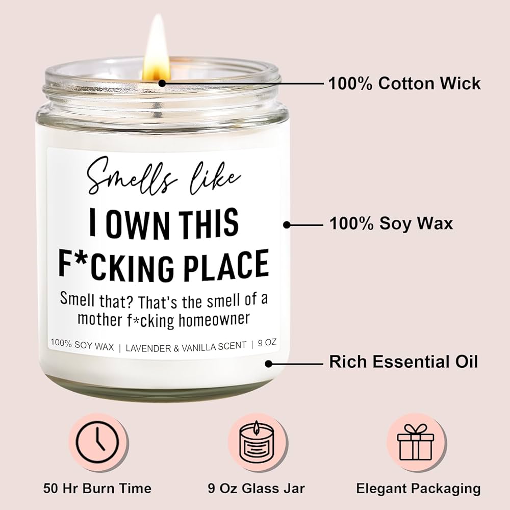 Funny Scented Candle, House Warming Gifts New Home, Housewarming Gifts for Women, Men, Couple, New Homeowner – First Apartment Essentials – Closing Presents for Home Buyers – 9 oz
