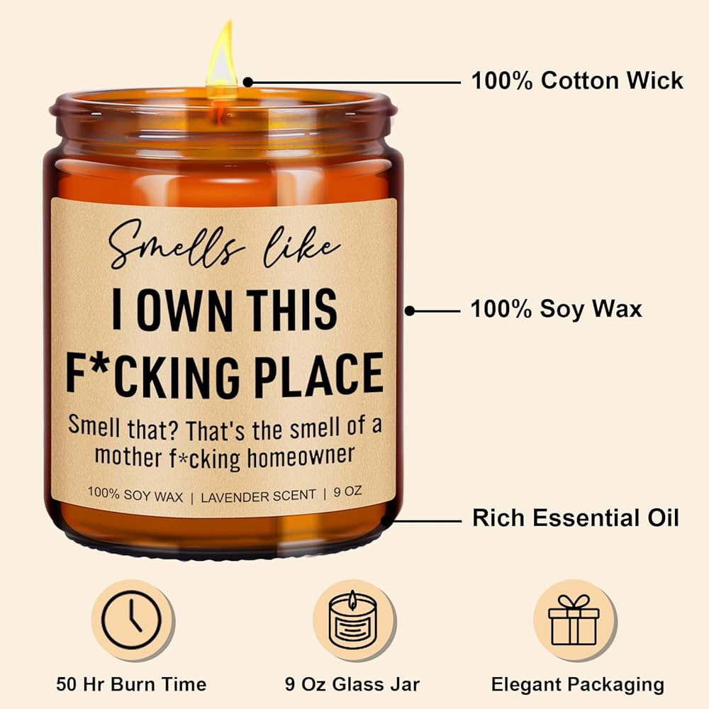 Funny Scented Candle, House Warming Gifts New Home, Housewarming Gifts for Women, Men, Couple, New Homeowner – First Apartment Essentials – Closing Presents for Home Buyers – 9 oz