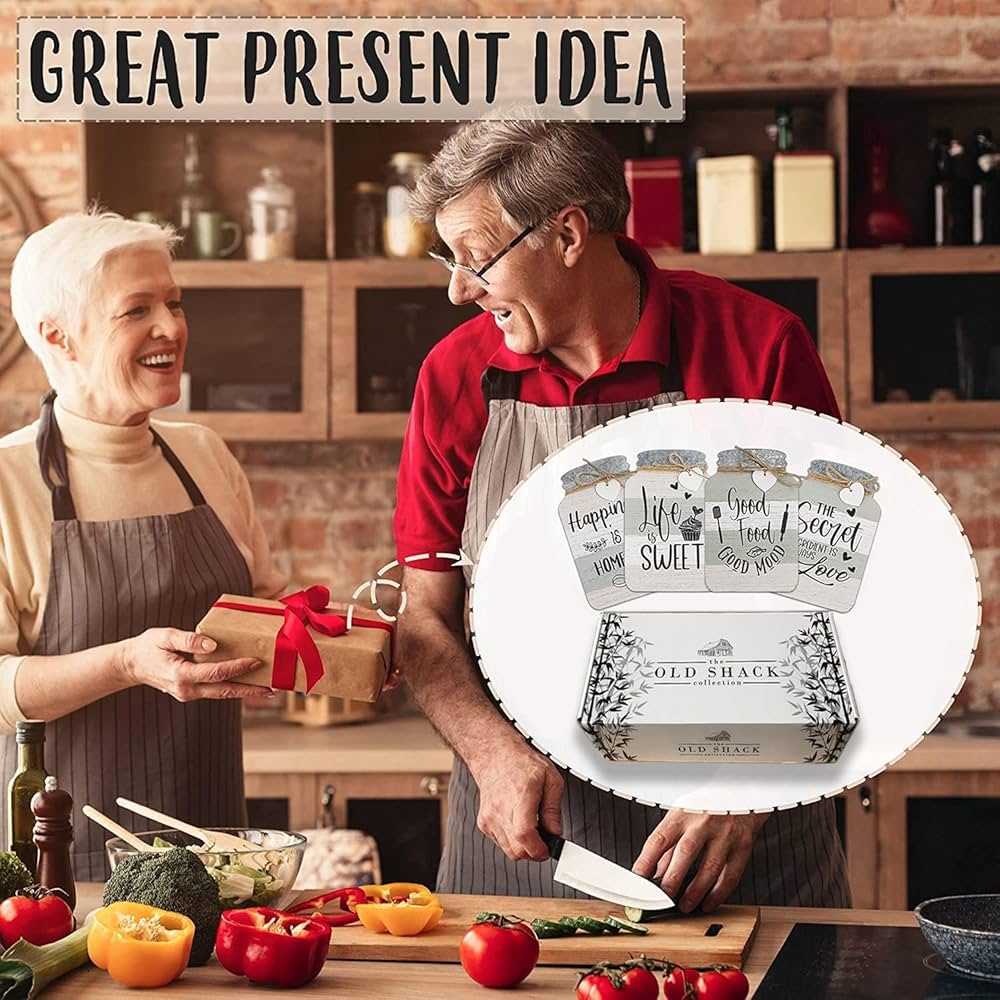 Old Shack Collection – Kitchen Wall Decor Set of 4 – Durable Kitchen Wall Art – Refined Kitchen Decor to Elevate Your Home, Crafted for Lasting Style, 8 x 5 in