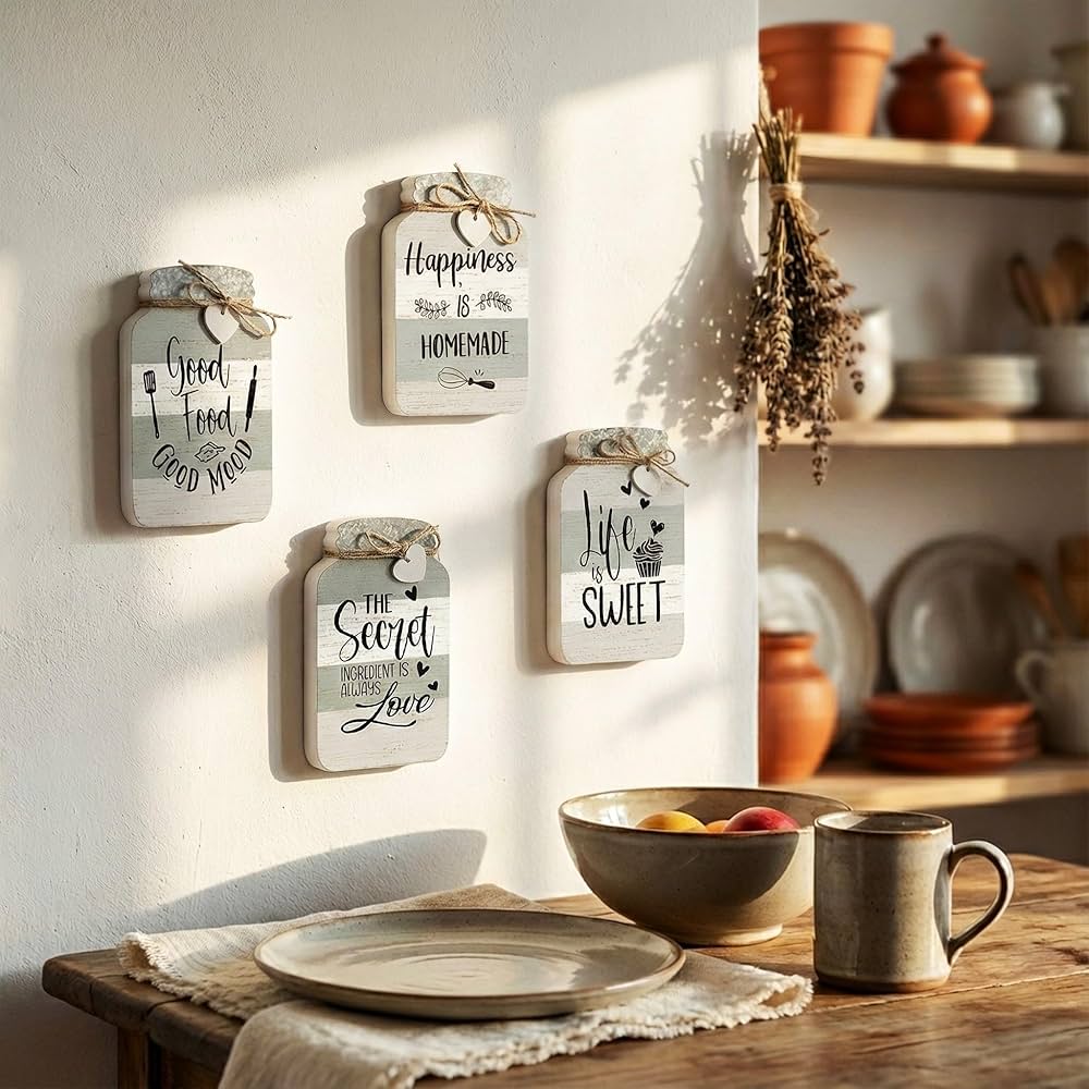 Old Shack Collection – Kitchen Wall Decor Set of 4 – Durable Kitchen Wall Art – Refined Kitchen Decor to Elevate Your Home, Crafted for Lasting Style, 8 x 5 in