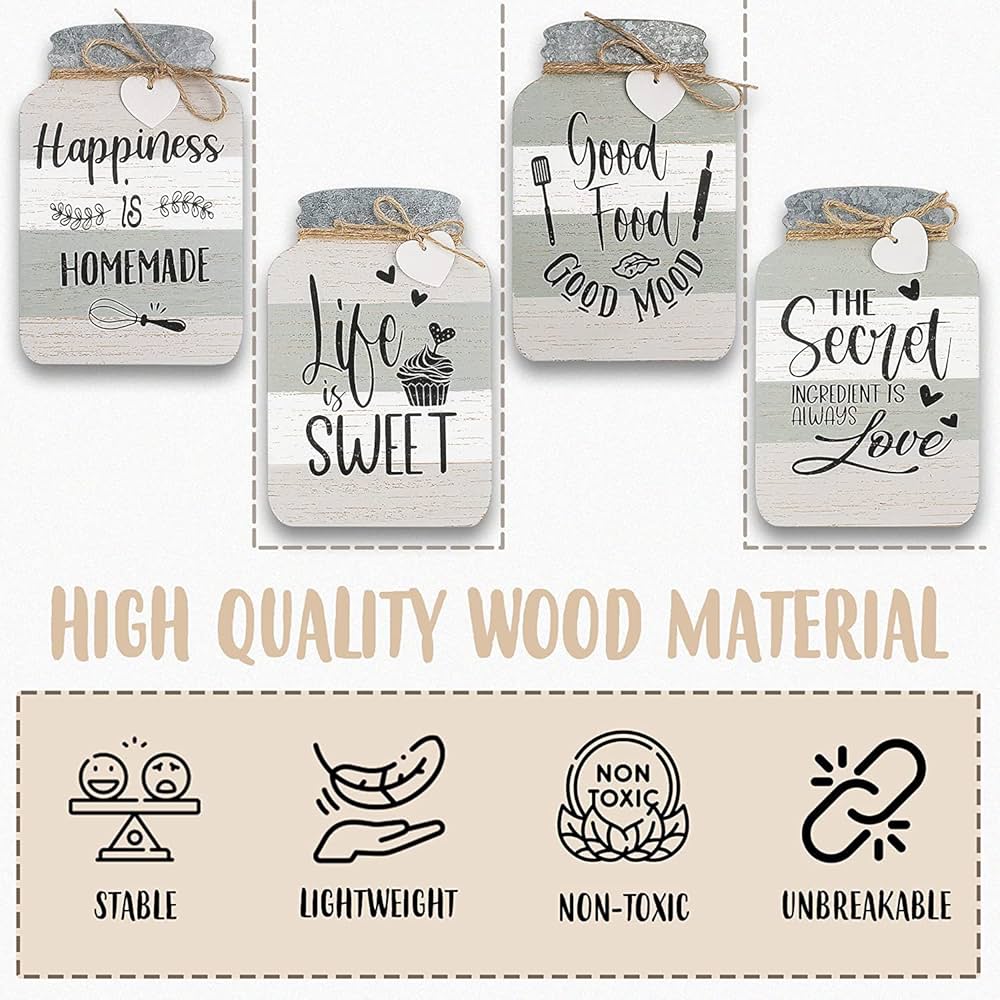 Old Shack Collection – Kitchen Wall Decor Set of 4 – Durable Kitchen Wall Art – Refined Kitchen Decor to Elevate Your Home, Crafted for Lasting Style, 8 x 5 in