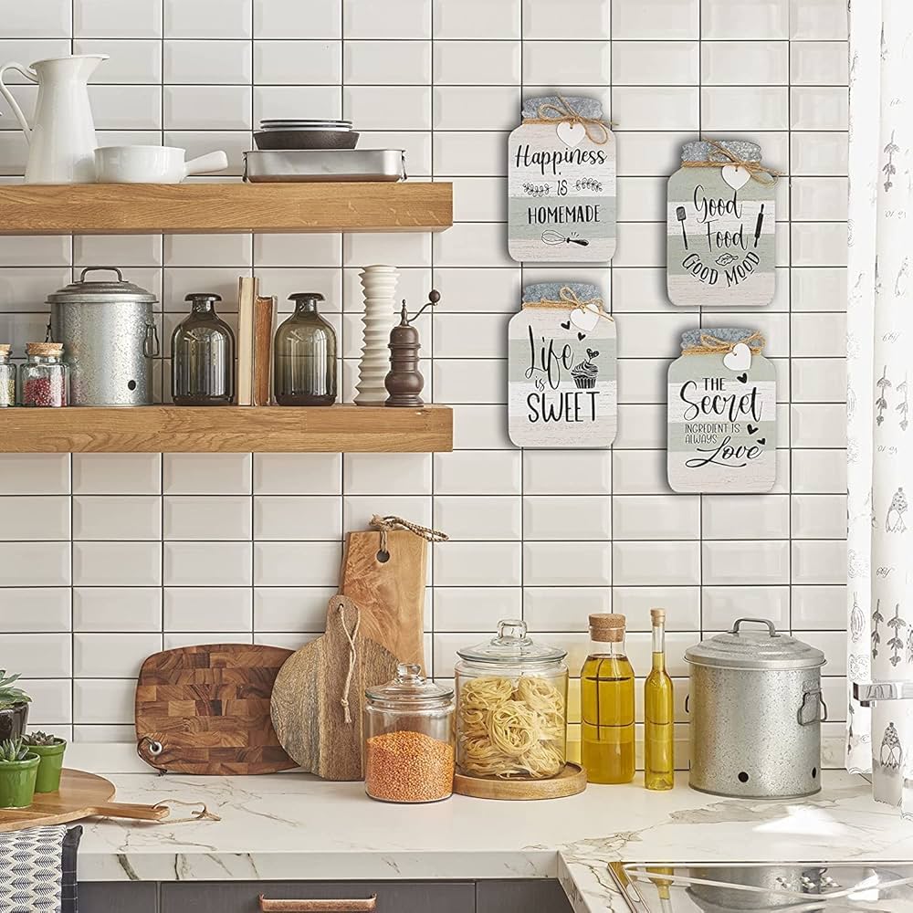 Old Shack Collection – Kitchen Wall Decor Set of 4 – Durable Kitchen Wall Art – Refined Kitchen Decor to Elevate Your Home, Crafted for Lasting Style, 8 x 5 in