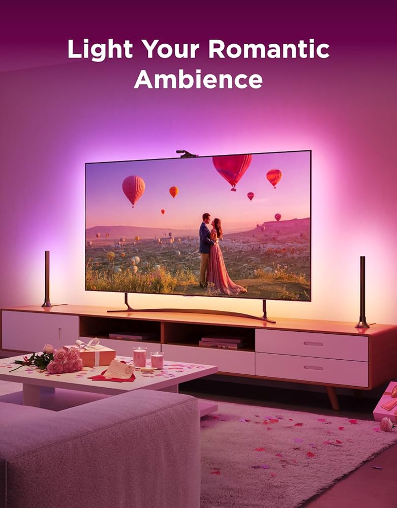 Govee Envisual TV LED Backlight T2 with Dual Cameras, 11.8ft RGBIC Wi-Fi LED Strip Lights for 55-65 inch TVs, Double Strip Light Beads, for Home Decorations, Smart App Control, Music Sync